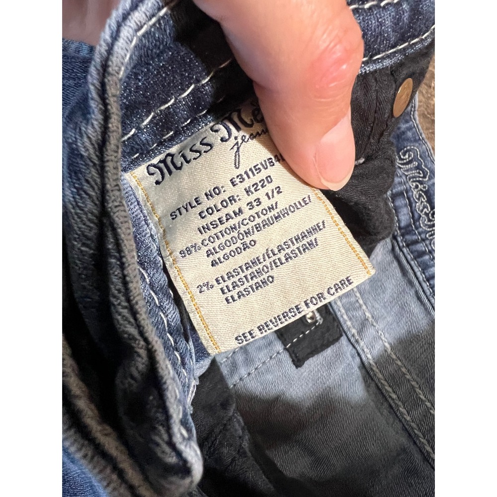 Miss Me Mid Rise Curvy Bootcut Jeans Blue Medium Embroidered Size 27 Y2K Western - Picture 8 of 10